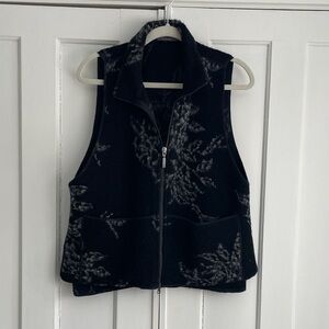 Backstage Wool Vest Women's Med Black & Gray Zipper Vest Art to Wear Lagenlook